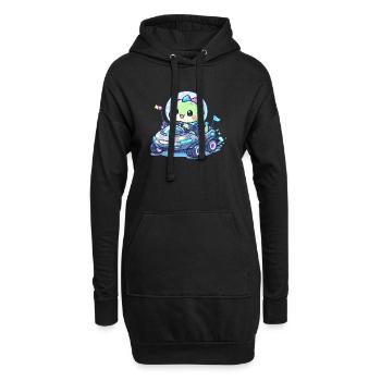 Kawaii Dino im Space Rover - Hoodie-Kleid - Schwarz - Vorne