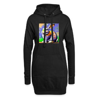Kaninchen - Hoodie-Kleid - Schwarz - Vorne