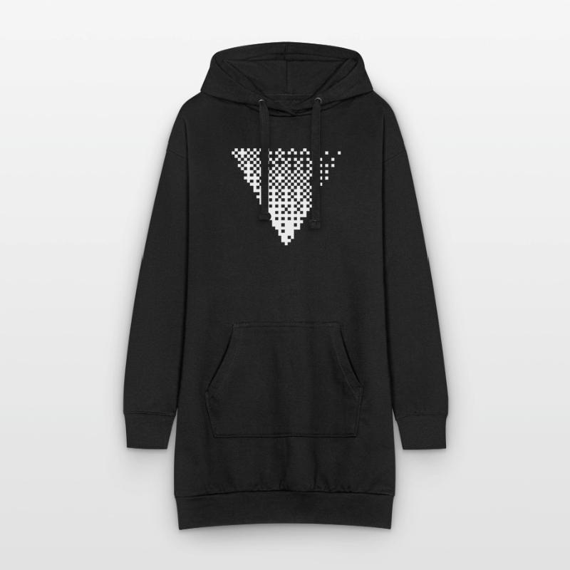 Triangular Halftone Pixel Grid Hoodie Dress