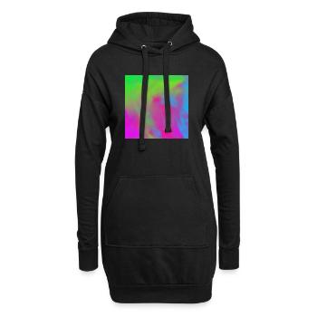 Lebendiger Neon-Tie-dye-Farbverlauf Burst - Hoodie-Kleid - Schwarz - Vorne