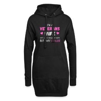 Fière épouse vétérane - Sweat-shirt à capuche long Femme - noir - Devant