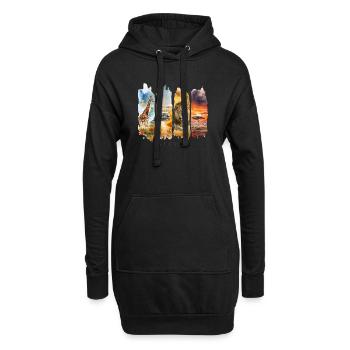 Motif de voyage en Afrique – Safari Wildlife Design - Sweat-shirt à capuche long Femme - noir - Devant