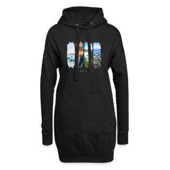 Voyage de vacances en Islande – Islande Nature & Aurores Boréales - Sweat-shirt à capuche long Femme - noir - Devant