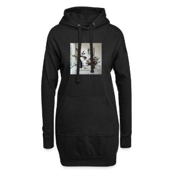 Geometrische Blüten Vasen - Modern Art - Hoodie-Kleid - Schwarz - Vorne