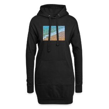Des vagues cristallines sur une plage de sable doré - Sweat-shirt à capuche long Femme - noir - Devant