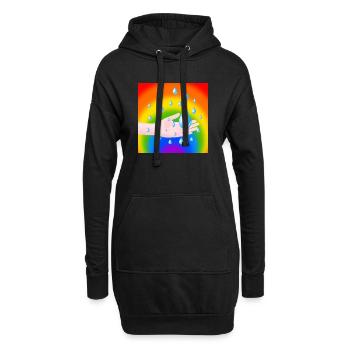 Rainbow Rain Drop and a Hand - Hoodie Dress - black - Front