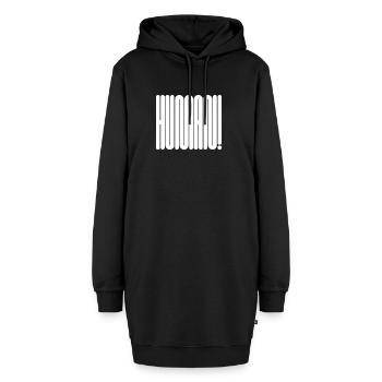 MENSCH! Fette geometrische Typografie-Aussage - Hoodie-Kleid - Schwarz - Vorne
