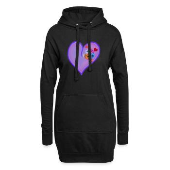 Frühling Sommer Herz mit bunten Blumen - Hoodie-Kleid - Schwarz - Vorne