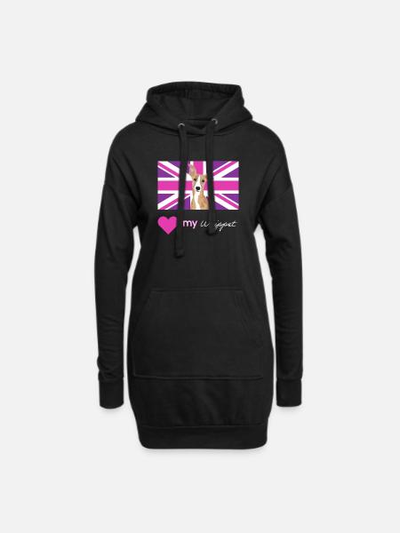 PURPLEWHIPPET (White) - Hoodie Dress - black
