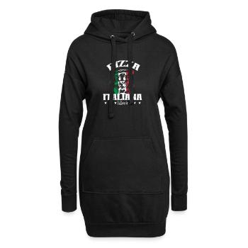 Ich liebe Pizza - Hoodie-Kleid - Schwarz - Vorne
