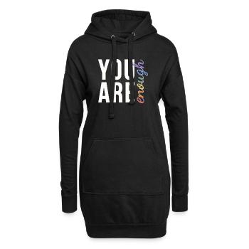 Tu es assez Typographie Fierté arc-en-ciel - Sweat-shirt à capuche long Femme - noir - Devant
