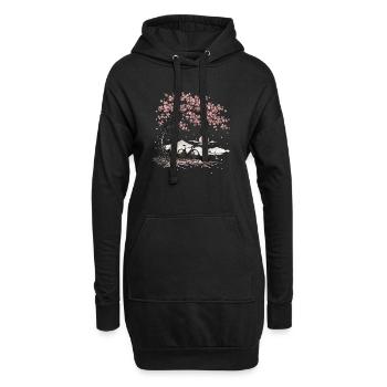 Vélo cerisier fleur de cerisier - Sweat-shirt à capuche long Femme - noir - Devant