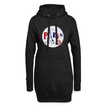Eiffelturm Abbildung im Kreis mit Inschrift - Hoodie-Kleid - Schwarz - Vorne