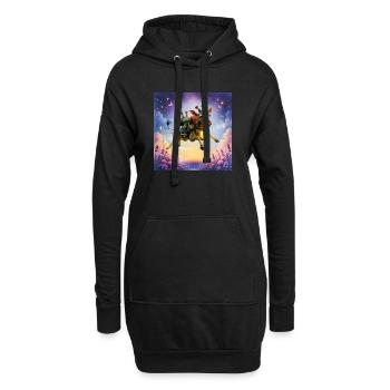 Girafe fusée avec cœur - Sweat-shirt à capuche long Femme - noir - Devant