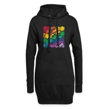LGBT-Pride-Monat – Regenbogenkatzen und Blumen - Hoodie-Kleid - Schwarz - Vorne