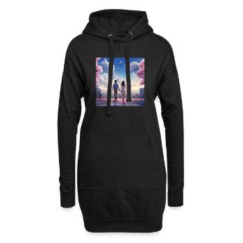 Heart sound in the cherry blossom light - Hoodie Dress - black - Front