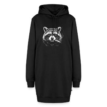 Raccoon Noir mit Zigarette - Hoodie-Kleid - Schwarz - Vorne