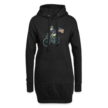 Grenouille drôle faisant du vélo avec drapeau américain - Sweat-shirt à capuche long Femme - noir - Devant