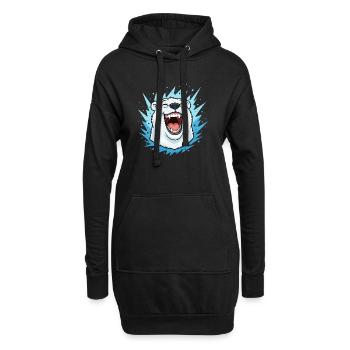 Lachender Eisbär im Blauen Blitz - Hoodie-Kleid - Schwarz - Vorne