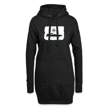 Boussole et silhouette du phare de Warnemünde - Sweat-shirt à capuche long Femme - noir - Devant