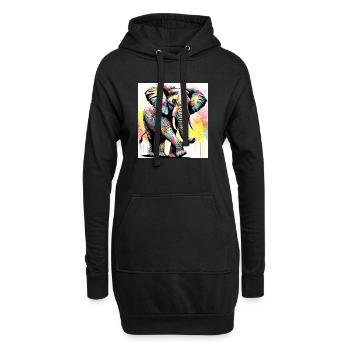 Elefant - Hoodie-Kleid - Schwarz - Vorne