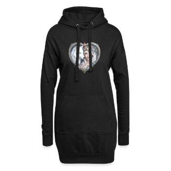 Femme Loup Florale dans le Cœur - Sweat-shirt à capuche long Femme - noir - Devant