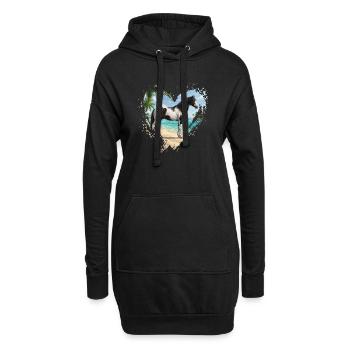Ein Abaco-Pferdebart, der Strand und ein Herz - Hoodie-Kleid - Schwarz - Vorne