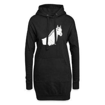 La tête d'un cheval Abbayan gris clair - Sweat-shirt à capuche long Femme - noir - Devant