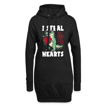 Retro Herz Valentinstag Design Liebe - Hoodie-Kleid - Schwarz - Vorne