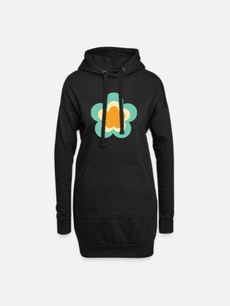 70er Jahre Blume Muster Hippie Geschenk - Hoodie-Kleid - Schwarz