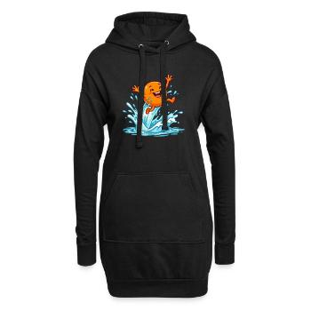 Spritzende Orange Sommer Vibes Pool Urlaub Damen - Hoodie-Kleid - Schwarz - Vorne