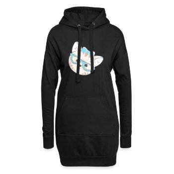 Mignon chaton geek avec des lunettes et un nœud - Sweat-shirt à capuche long Femme - noir - Devant