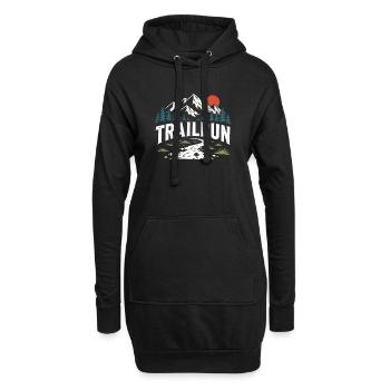 Course sur sentier - Sweat-shirt à capuche long Femme - noir - Devant