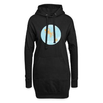 Orangen-Gecko auf blauem Kreis - Hoodie-Kleid - Schwarz - Vorne