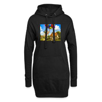 Bébé ballon au-dessus de la maison douillette - Sweat-shirt à capuche long Femme - noir - Devant