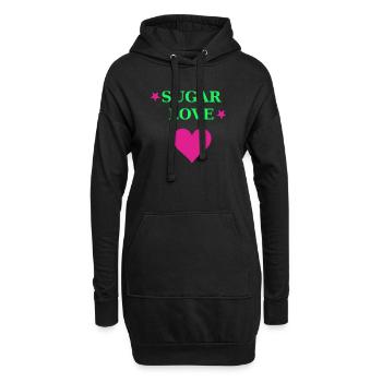 Sugar Love Herz Neon Retro - Hoodie-Kleid - Schwarz - Vorne