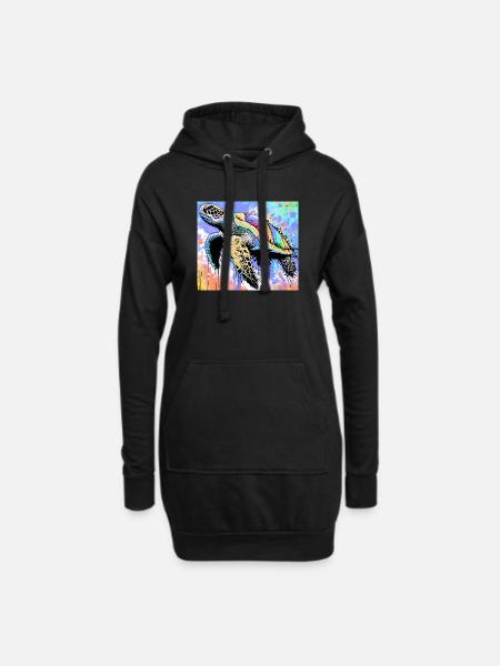 tortue - Sweat-shirt à capuche long Femme - noir