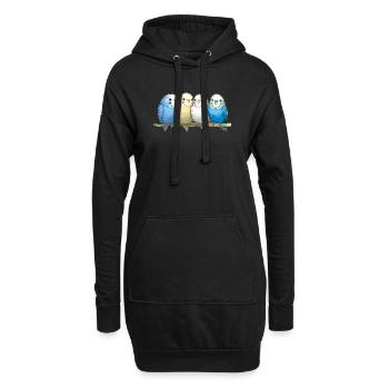 Perruches ondulées - Sweat-shirt à capuche long Femme - noir - Devant