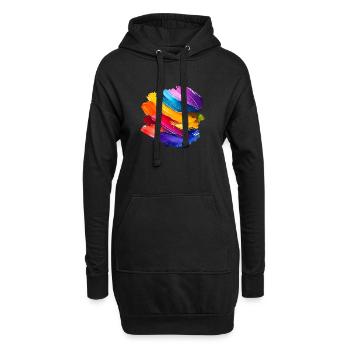 Regenbogen-Pinselstrich - Hoodie-Kleid - Schwarz - Vorne