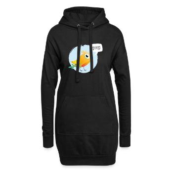 Bunter Vogel mit Piepsprechblase - Hoodie-Kleid - Schwarz - Vorne