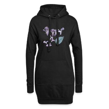 Botanical_lavender_flower_floral_artwork - Sweat-shirt à capuche long Femme - noir - Devant