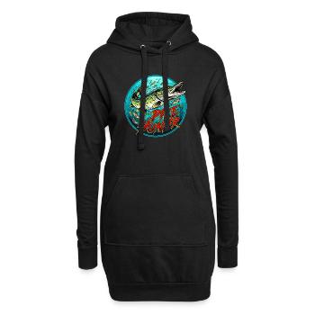 Conception de la prise de brochet - Sweat-shirt à capuche long Femme - noir - Devant