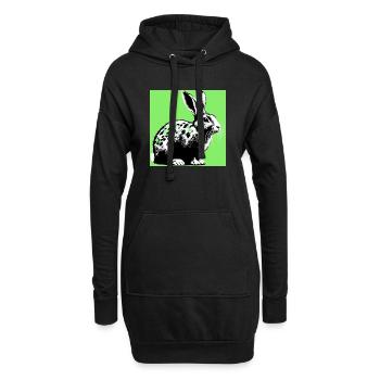 Kaninchen - Hoodie-Kleid - Schwarz - Vorne