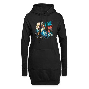 course sur sentier - Sweat-shirt à capuche long Femme - noir - Devant