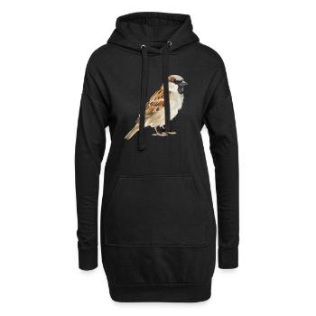 Illustration du bloc de couleur du Moineau - Sweat-shirt à capuche long Femme - noir - Devant