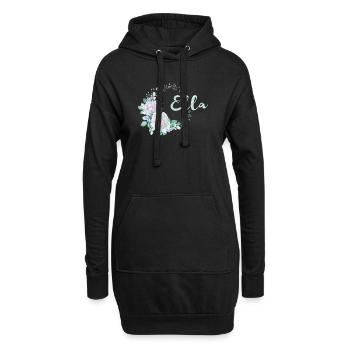 Couronne de fleurs Ella en police pastel - Sweat-shirt à capuche long Femme - noir - Devant