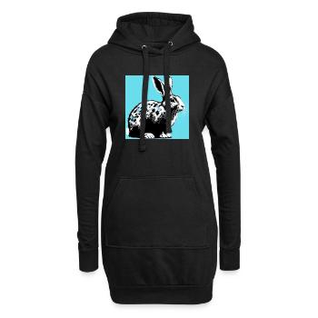 Kaninchen - Hoodie-Kleid - Schwarz - Vorne