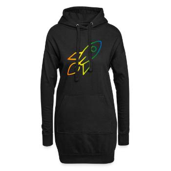 Rakete Regenbogen - Hoodie-Kleid - Schwarz - Vorne