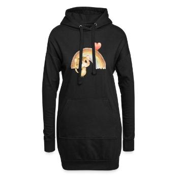 Chaton aquarelle sous l’arc-en-ciel - Sweat-shirt à capuche long Femme - noir - Devant