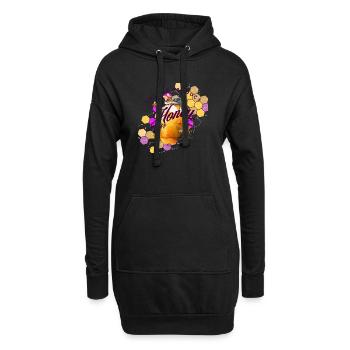 Néon en nid d’abeille de la soif de miel - Sweat-shirt à capuche long Femme - noir - Devant